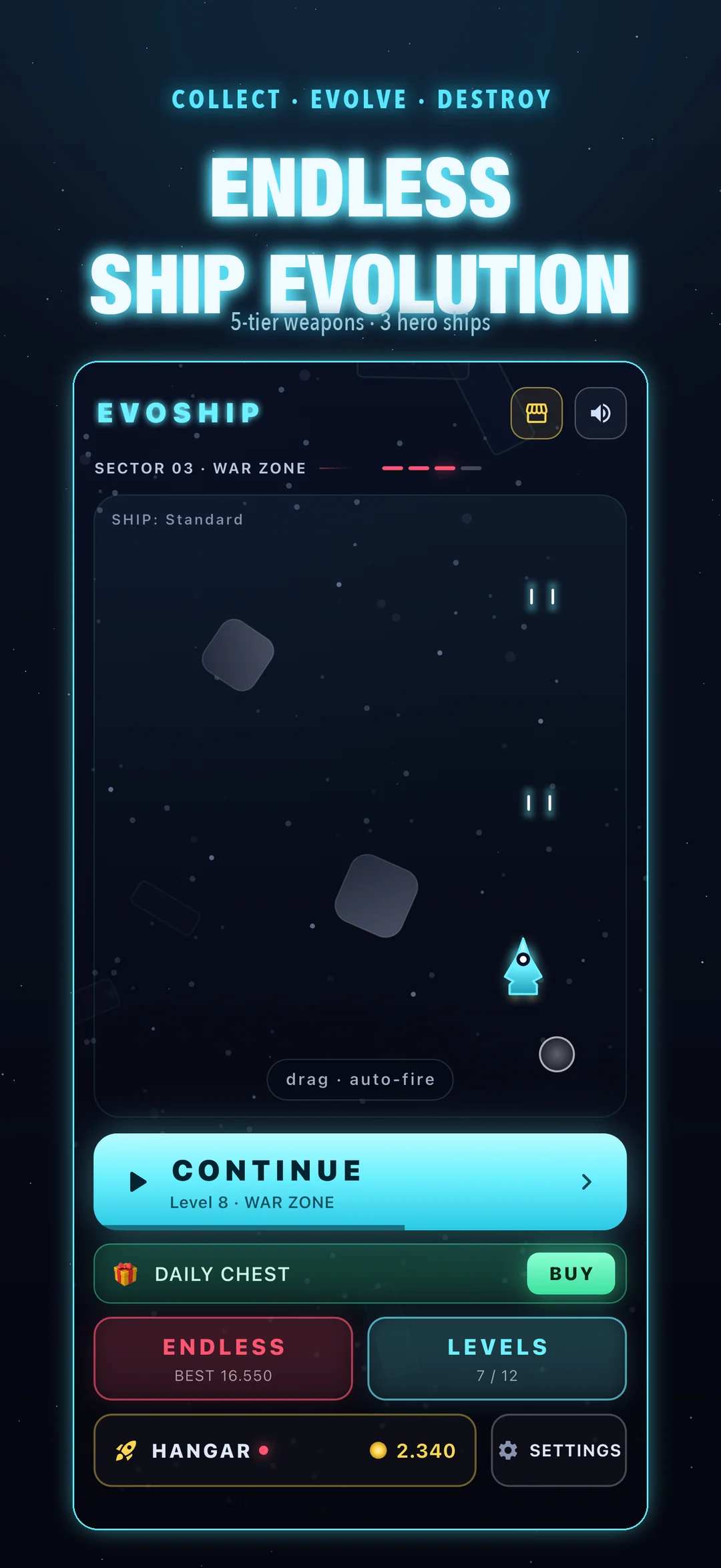 Evoship app screen